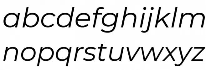 Montserrat Italic फ़ॉन्ट लोअरकेस