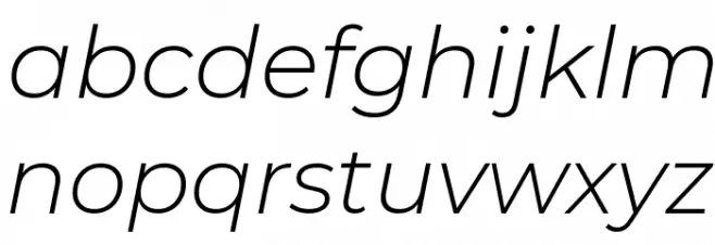 Montserrat Light Italic फ़ॉन्ट लोअरकेस