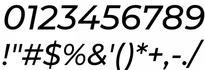 Montserrat Medium Italic Font OTHER CHARS
