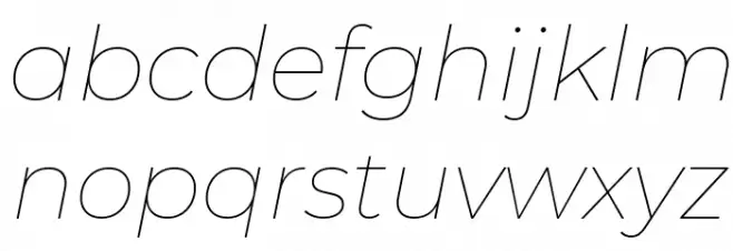 Montserrat Thin Italic Caratteri MINUSCOLO