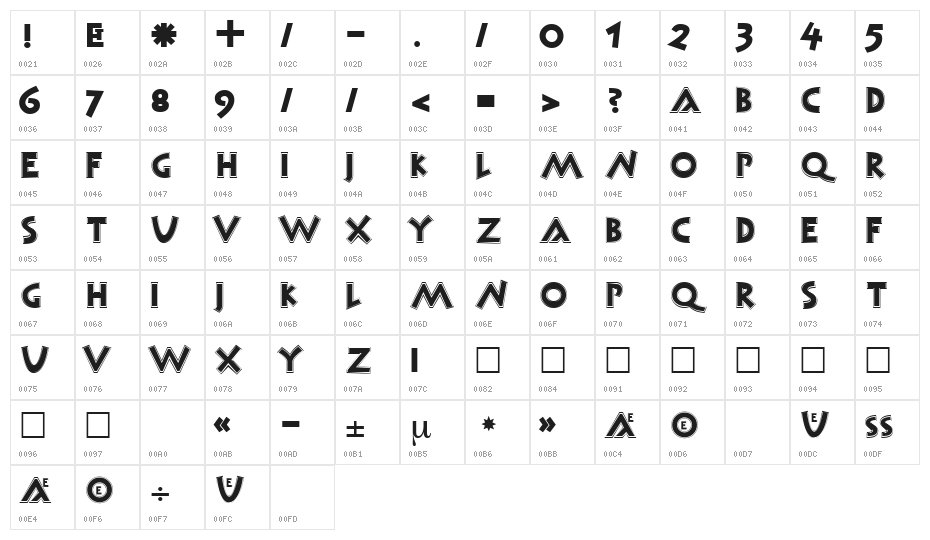 Monument Regular Character Map
