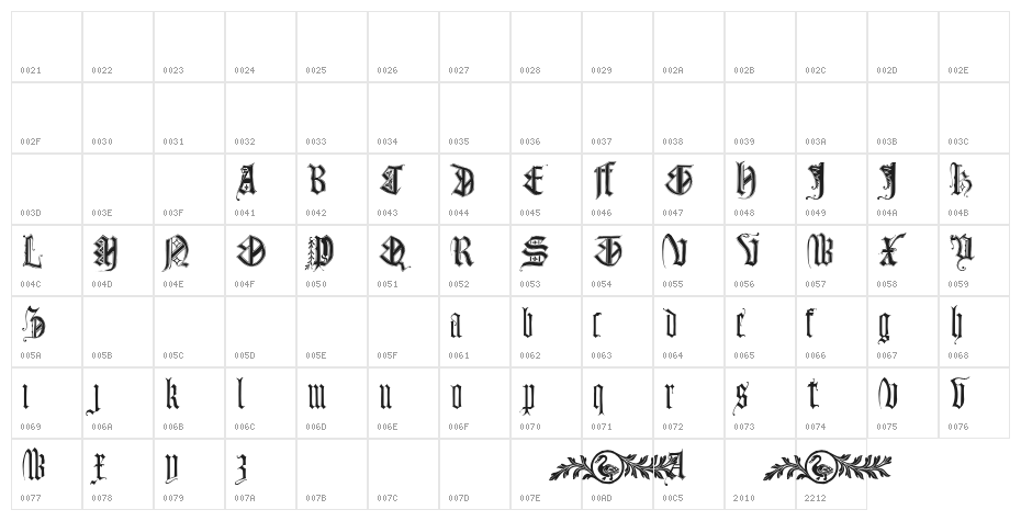 Monumental Gothic Demo Character Map