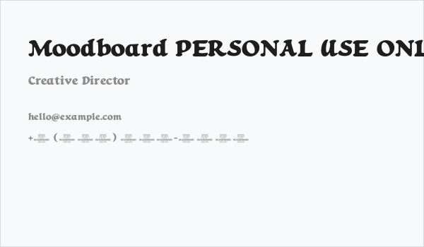 Moodboard PERSONAL USE ONLY Regular Business Card