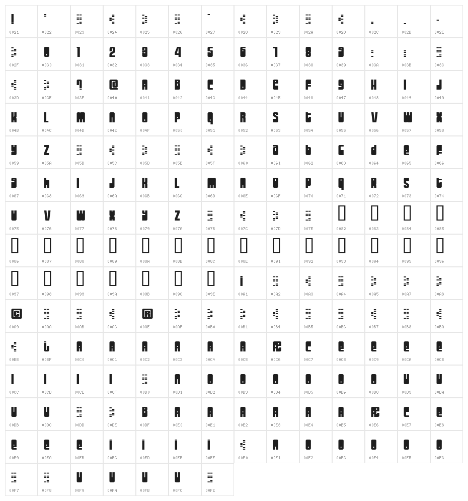 Moog Schmoog Character Map