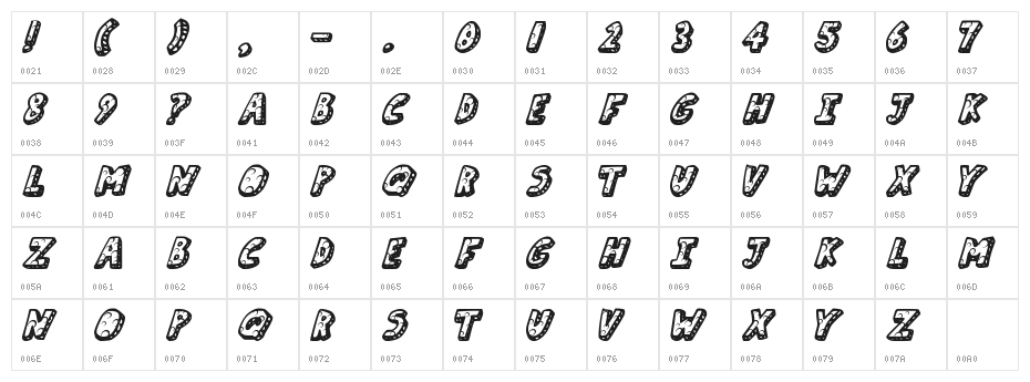 Moon Cheese Regular Character Map