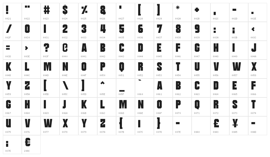 Moonbase Delta Character Map