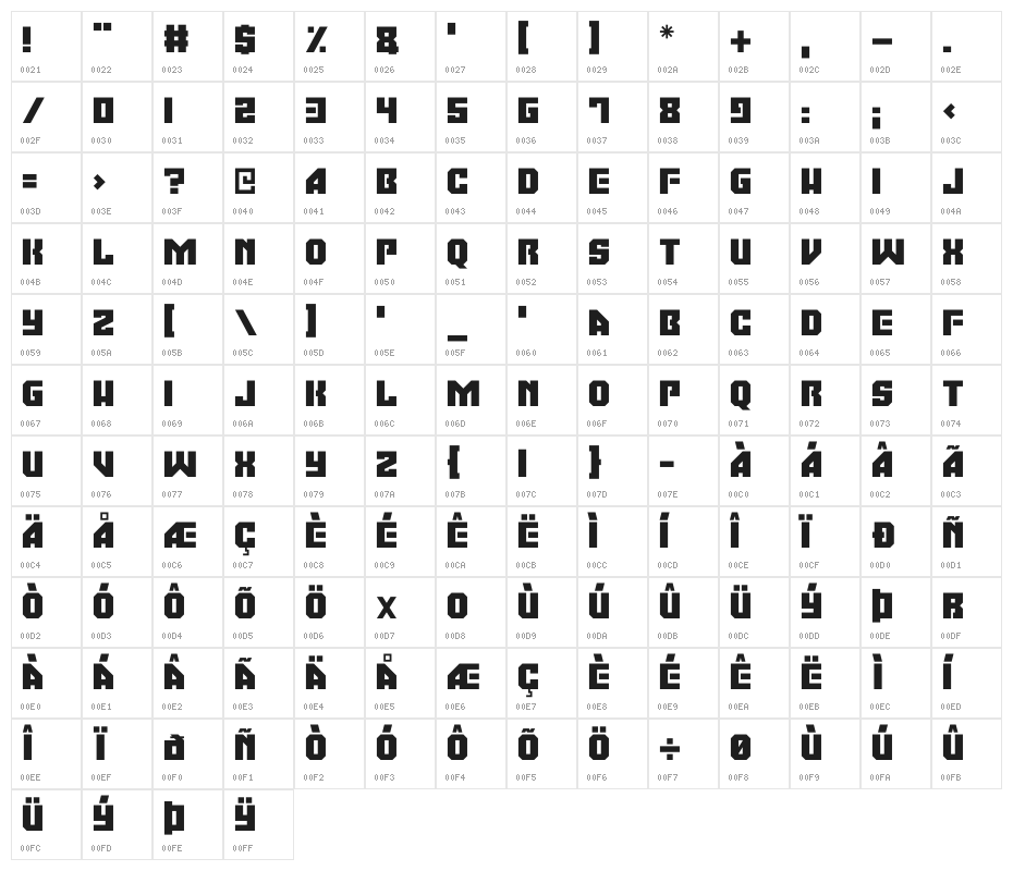Moonbase Omega Character Map