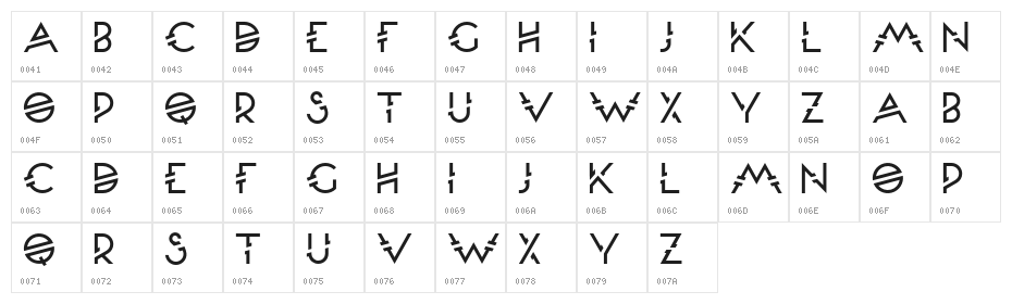 Moondance Character Map
