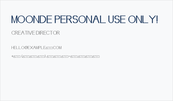 Moonde PERSONAL USE ONLY! Business Card
