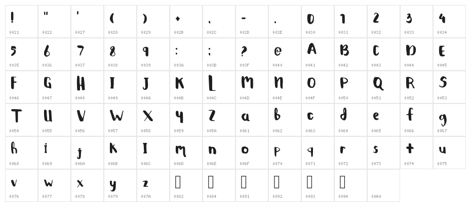 Moonlight Regular Character Map