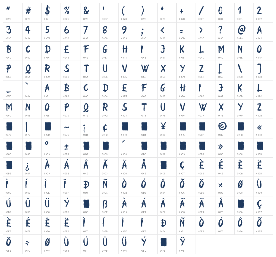 Moonlit Flow Character Map
