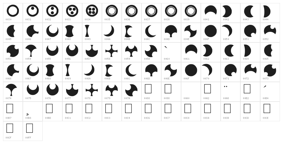 Moonogram Character Map