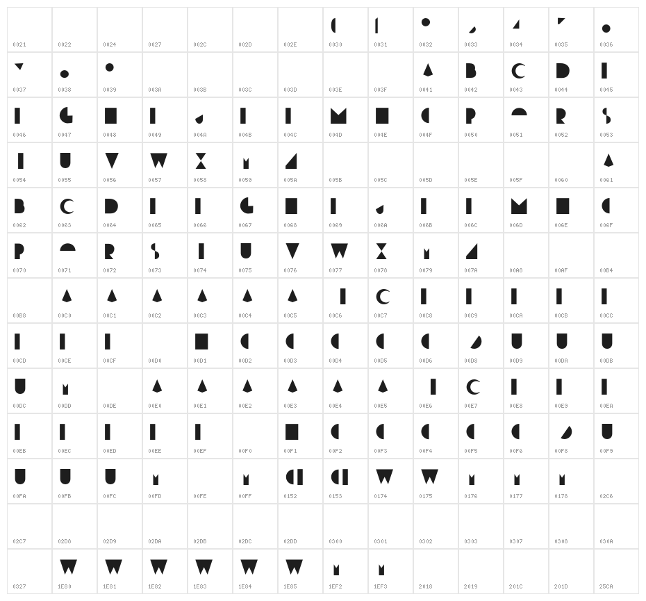 Moonrise Fill Character Map