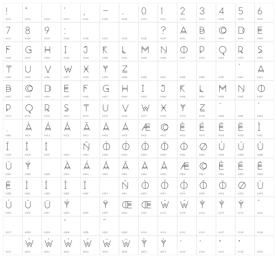 Moonrise Regular Character Map