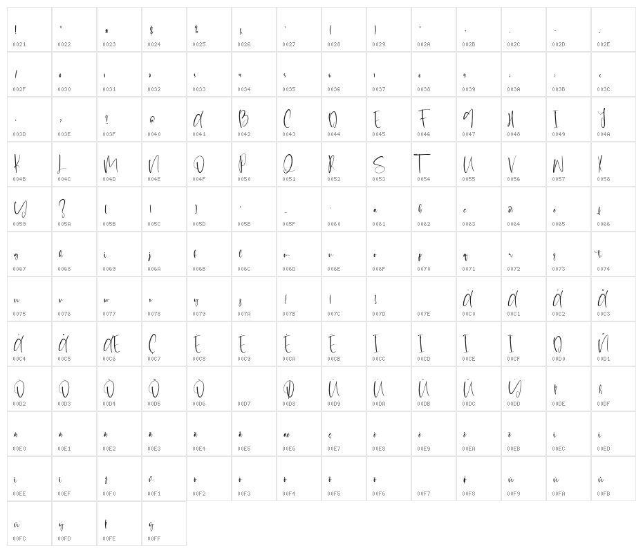 Moonscape-Regular Character Map
