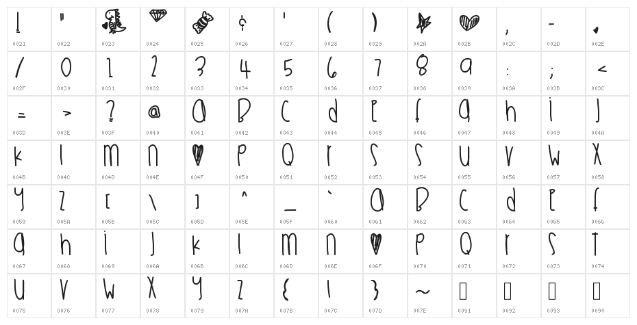 Moonshine Character Map