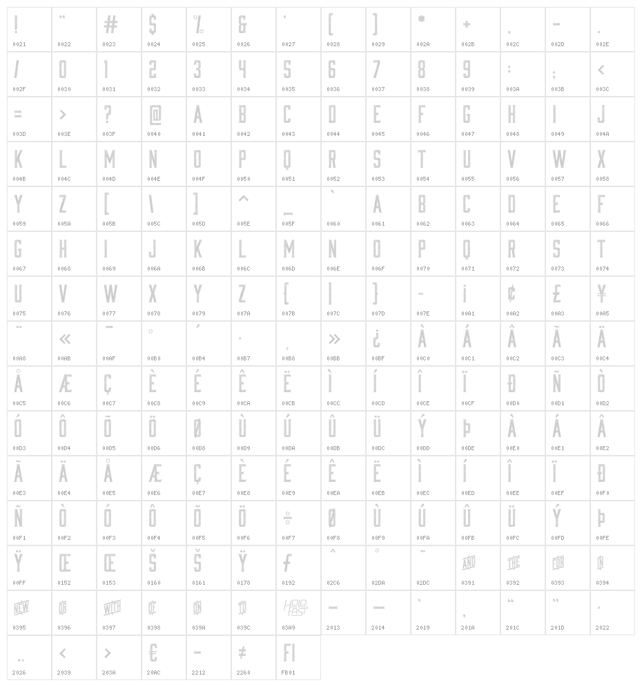 Moonshiner-RegularLines Character Map