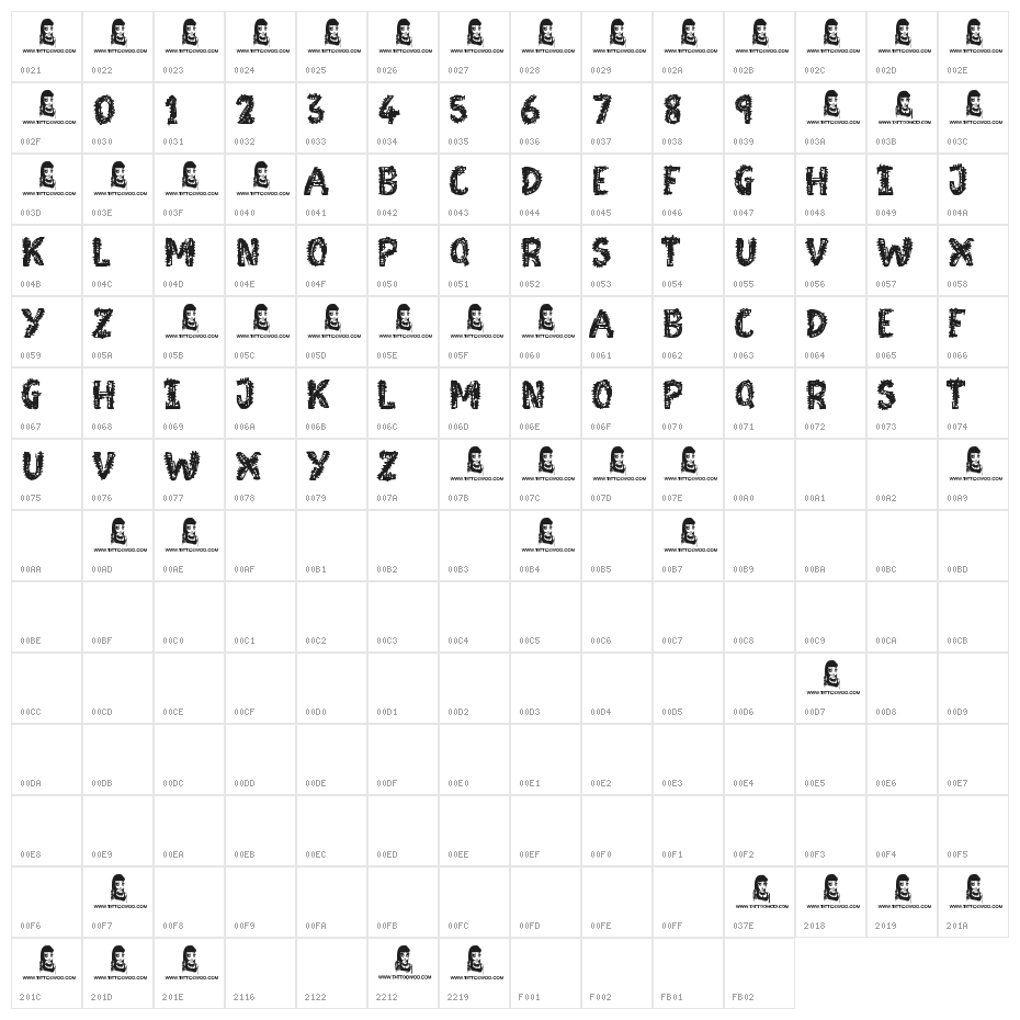 Moonstreet Character Map