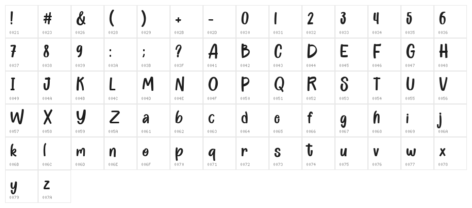 Moonview Regular Character Map