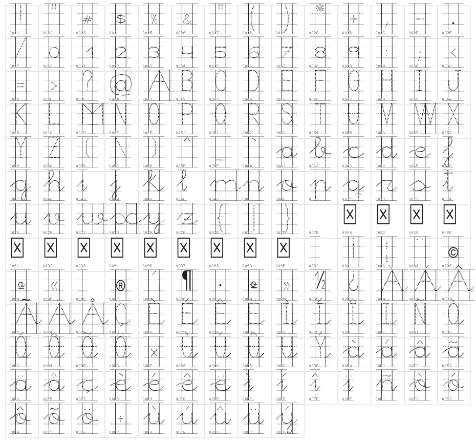 Morasoft8 Character Map
