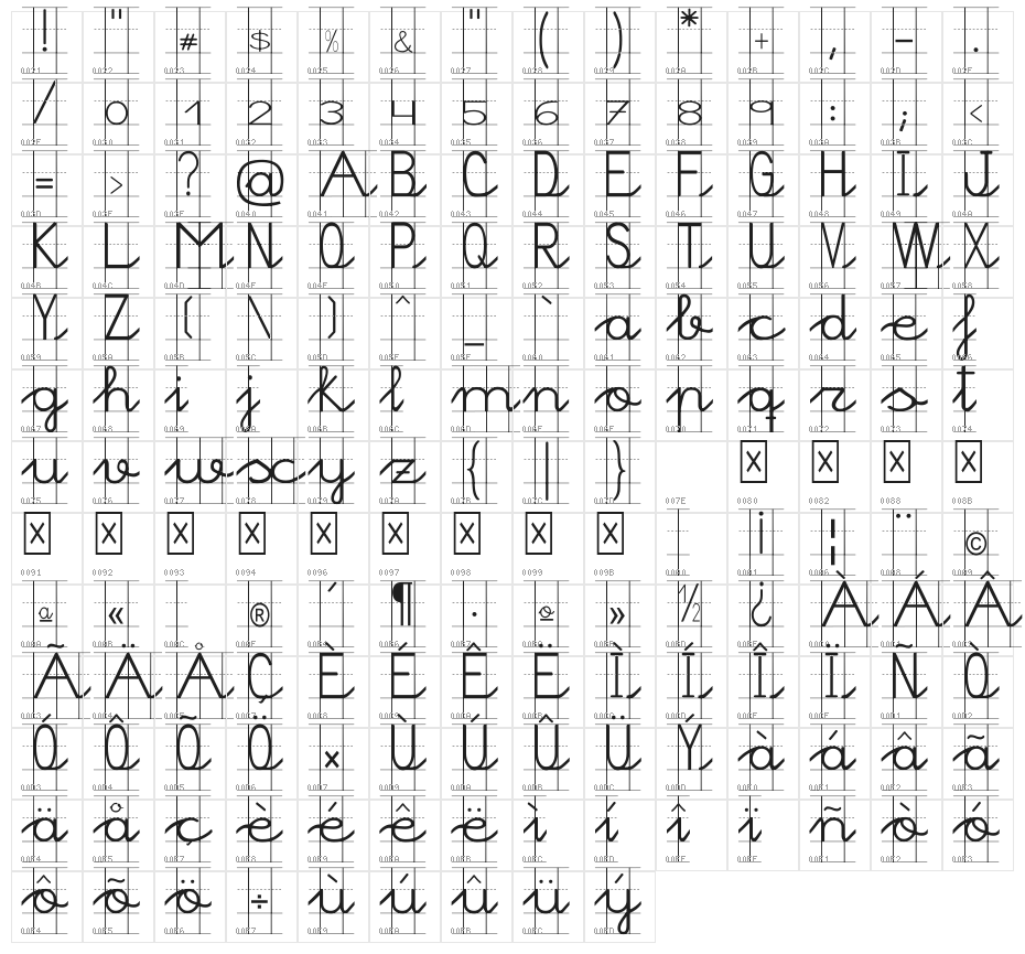 Morasoft9 Character Map