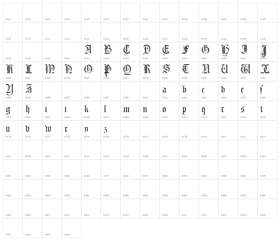 Morcrepito Character Map