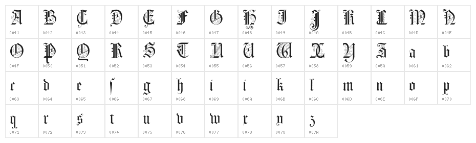 Morcrepito Character Map