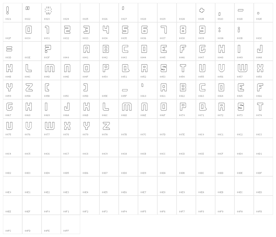 Mordak Stroke Character Map
