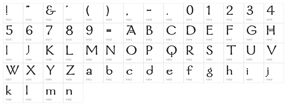 Mordred Demi Bold Character Map