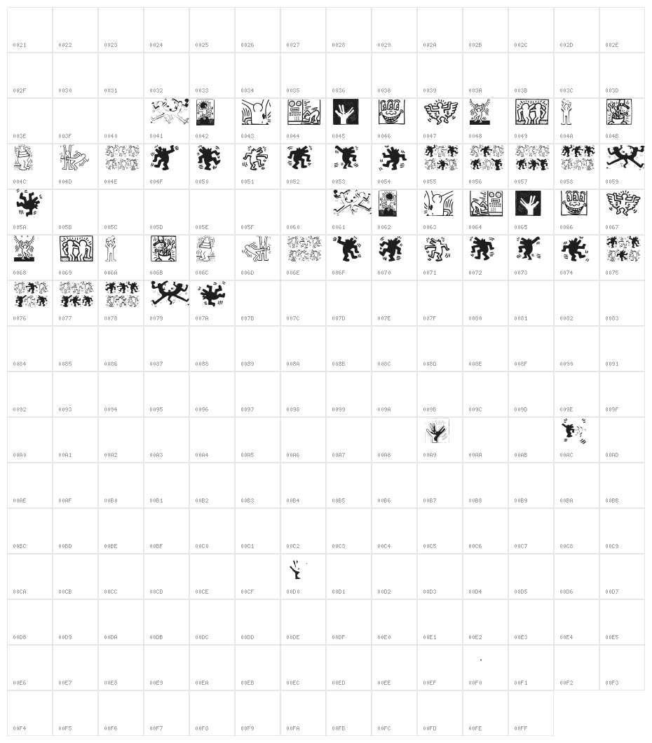MoreHaringe Character Map