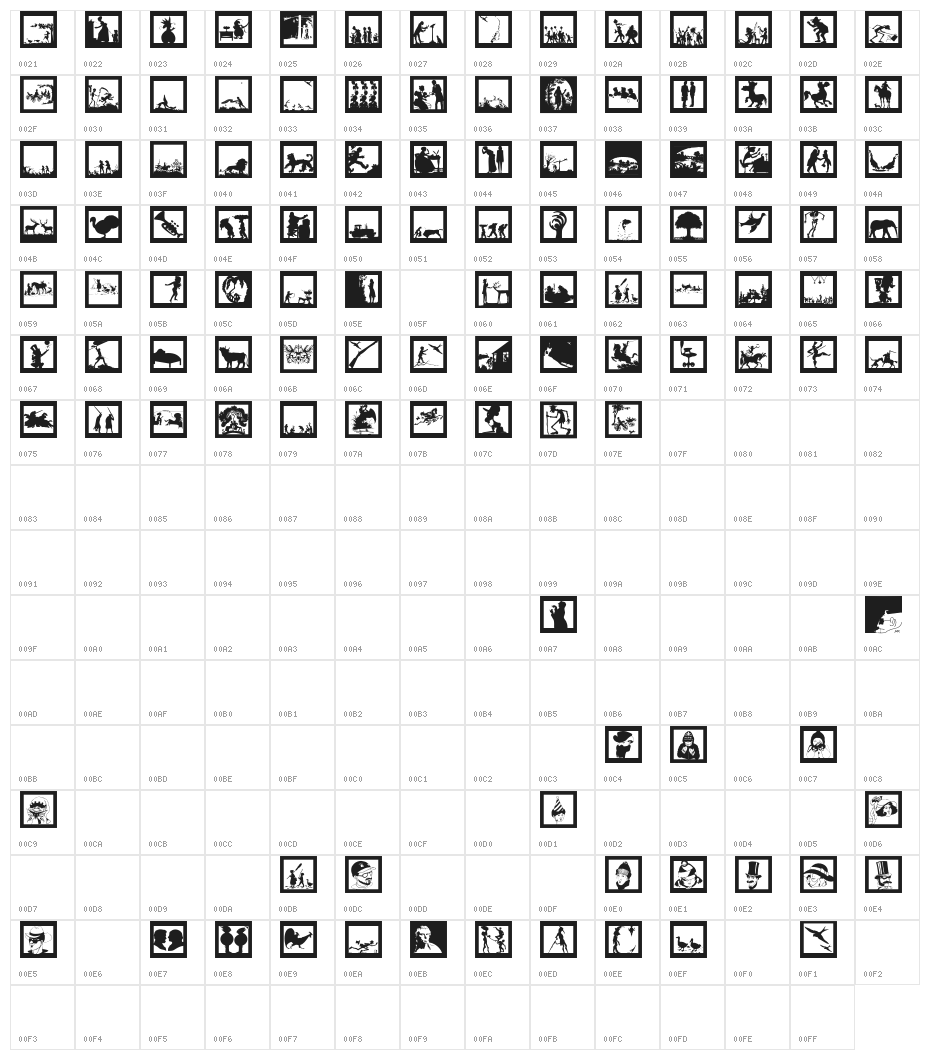 MoreSilhousFrame Character Map