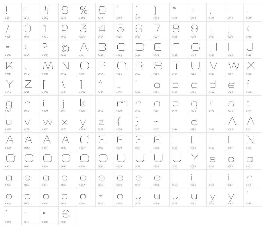 Morena Light Character Map