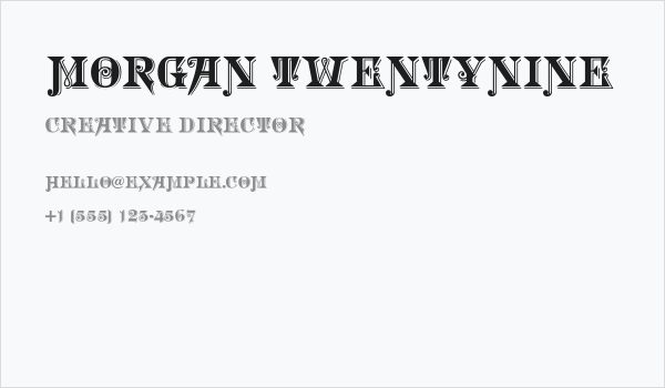 Morgan TwentyNine Business Card
