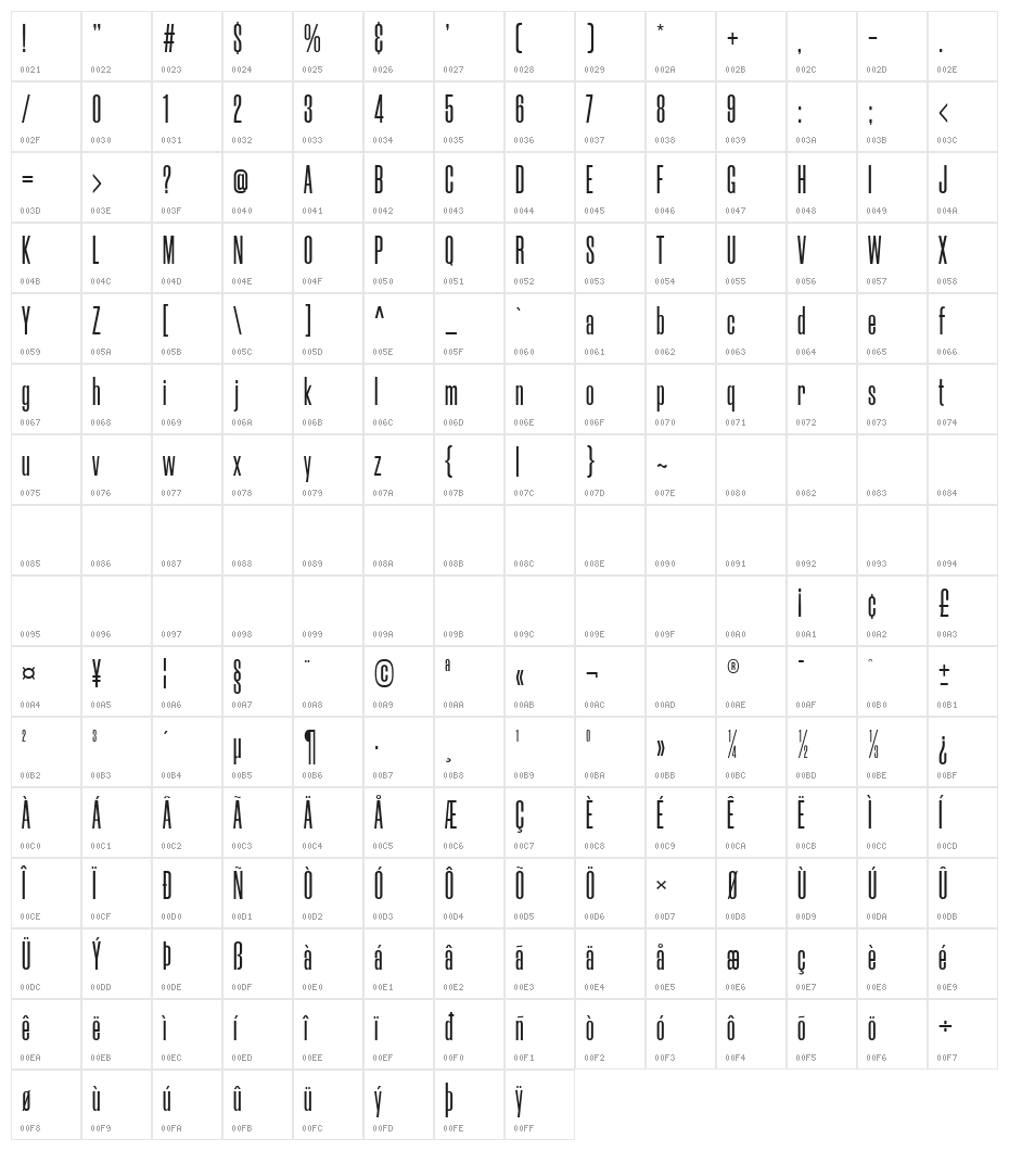 Morganite Medium Character Map