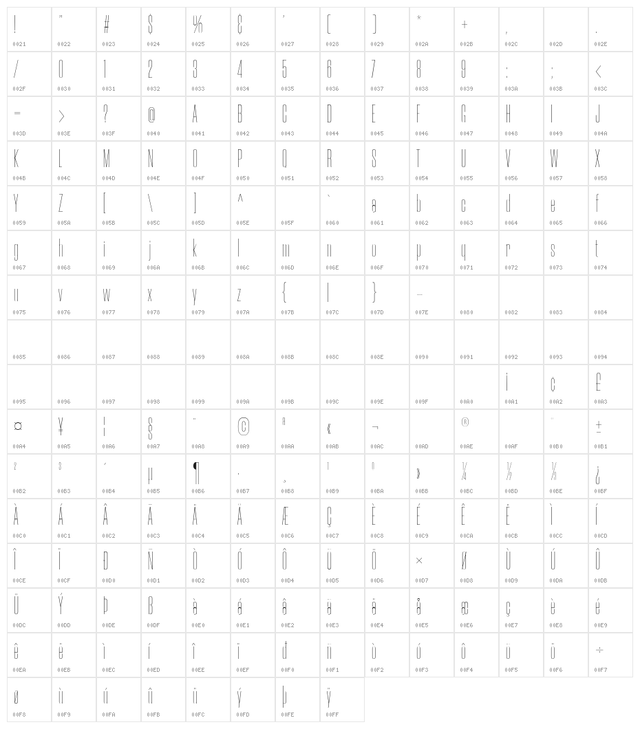 Morganite Thin Character Map