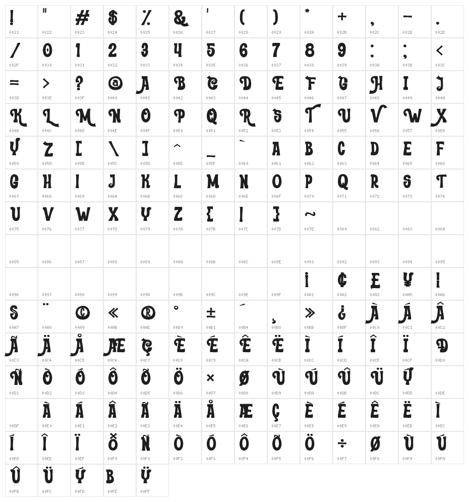 Morning Beach Regular Character Map