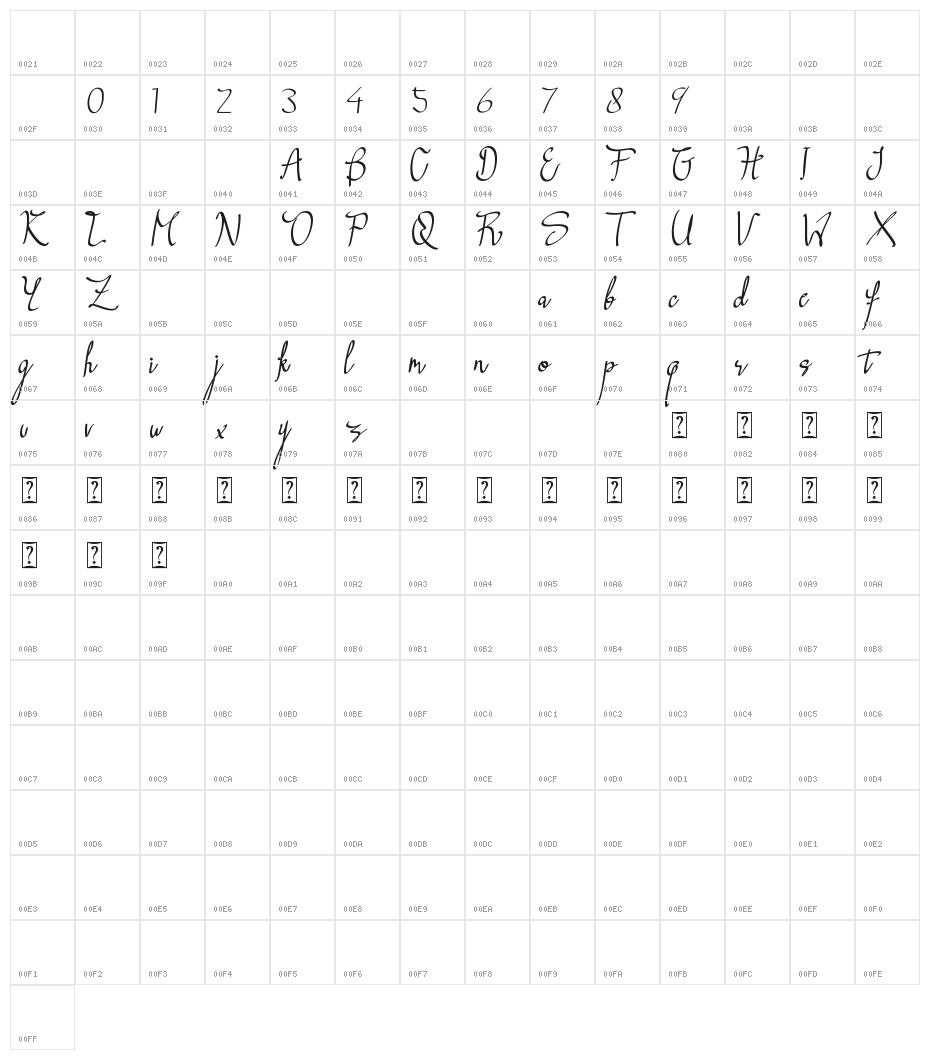 Morning Blow Character Map