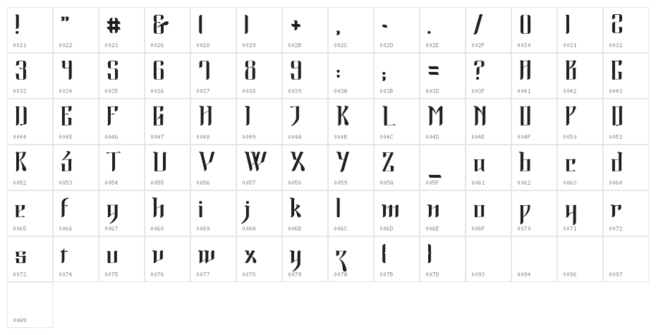 Morning Calm Character Map