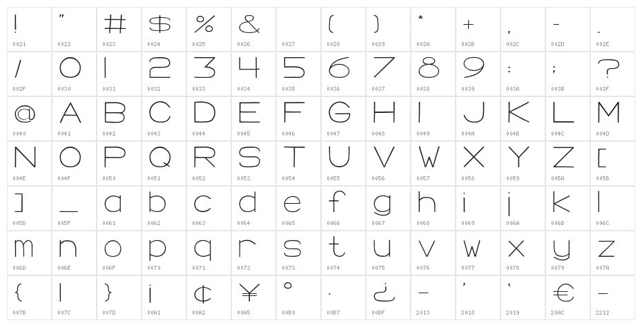 Morning Crescent Character Map