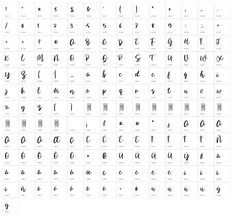 Morning Glory Character Map