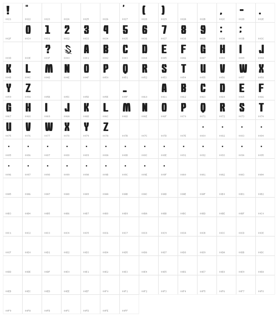 Morning Karashi Character Map