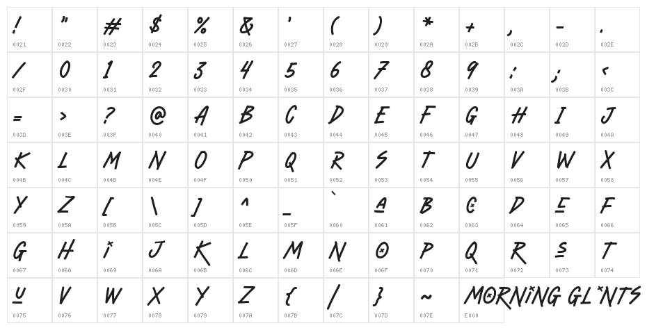 MorningGlintsDEMO Character Map