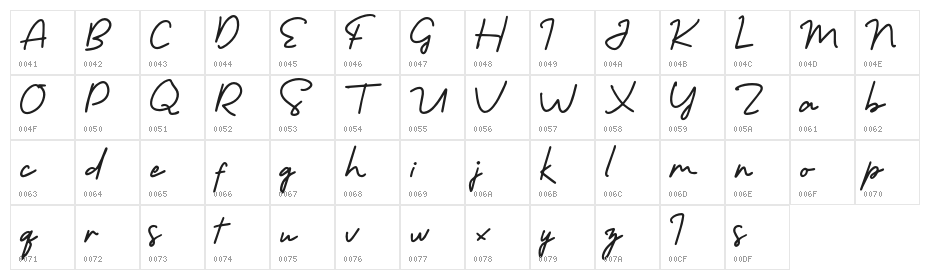 MorningGoldFree-Regular Character Map