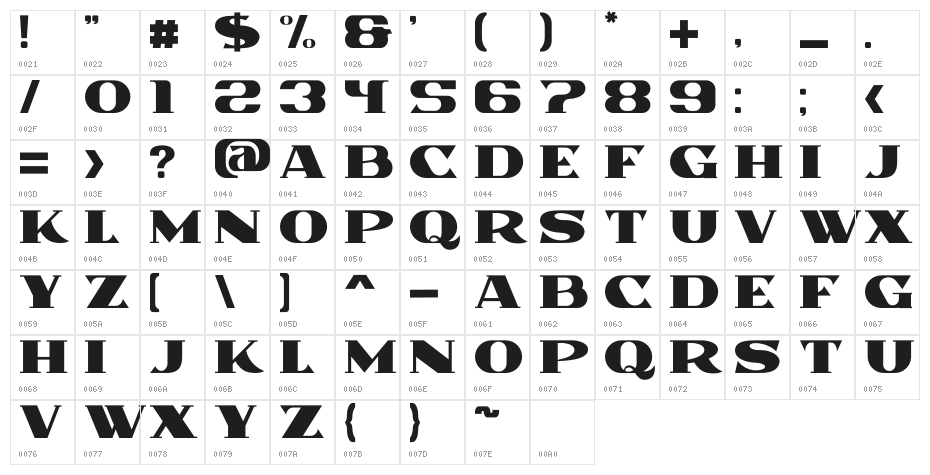 Morocan Bold Character Map