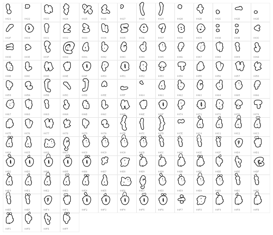 Morp Caps Outline Outline Character Map