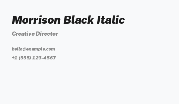 Morrison Black Italic Business Card