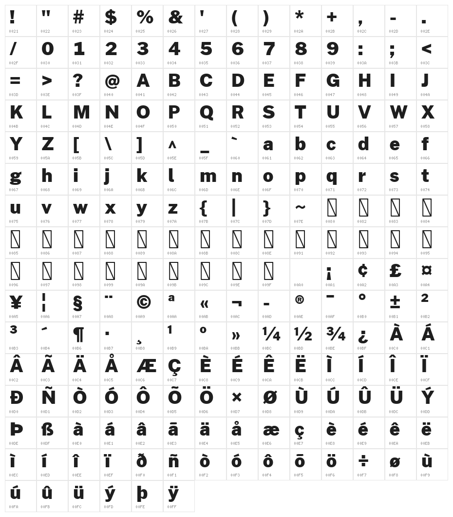 Morrison Black Character Map