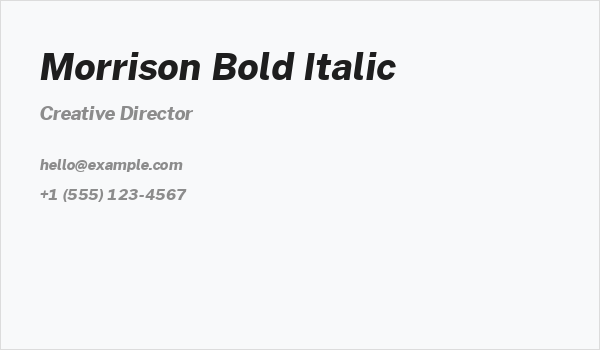 Morrison Bold Italic Business Card