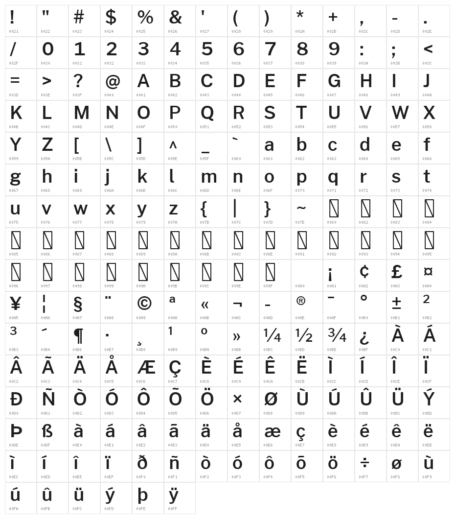 Morrison SemiBold Character Map