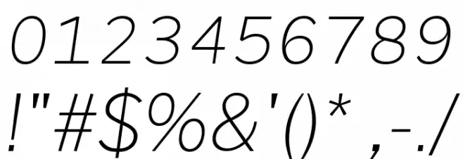 Morrison Thin Italic Font OTHER CHARS